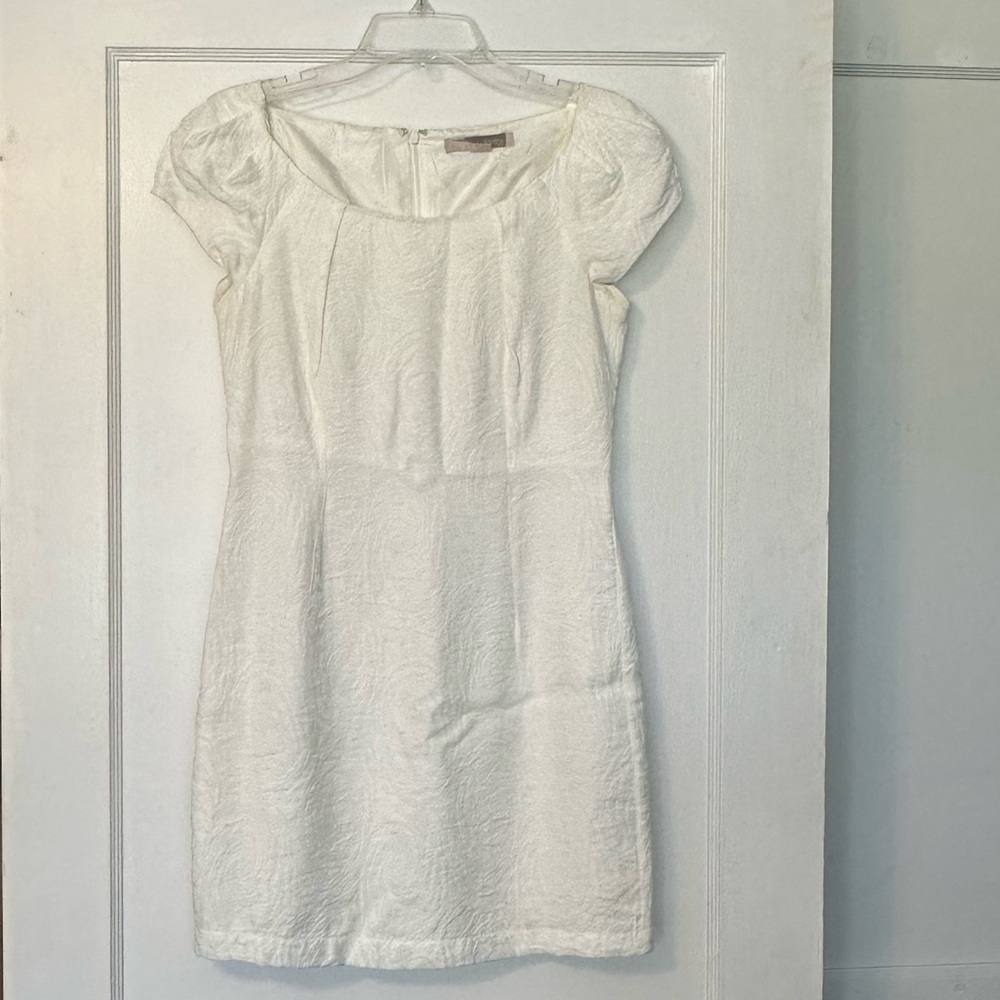 White Capped Sleeve A-line Dress - size S